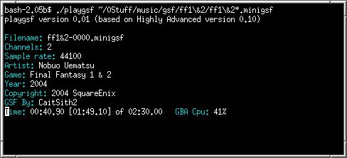 playgsf in a small xterm